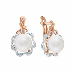 Серьги Яхонт, золото, 585 проба, жемчуг, фианит, , белый/бесцветный
