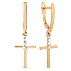 Серьги The Jeweller, красное золото, 585 проба, фианит, , золотистый
