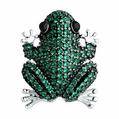 Брошь Яхонт, серебро, 925 проба, , зеленый/черный