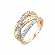 Кольцо Яхонт, красное золото, 585 проба, фианит, размер 16.5, бесцветный