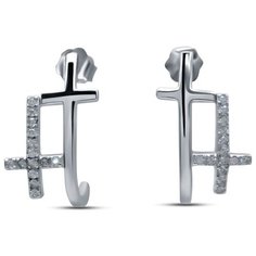 Серьги пусеты Silver WINGS, серебро, 925 проба, фианит, , серебристый