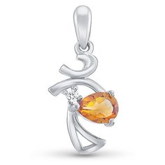 Подвеска Silver WINGS, серебро, 925 проба, цитрин, фианит, Желтый