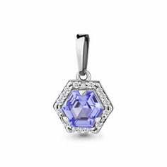 Подвеска Яхонт, серебро, 925 проба, кристалл, фианит, размер 2.4 см., бесцветный