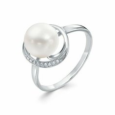 Кольцо The Jeweller, серебро, 925 проба, фианит, жемчуг, размер 17.5