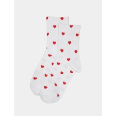 Носки Happy Frensis Женские высокие носки с принтом сердечки ,размер 35-38, размер 35-38, красный/белый