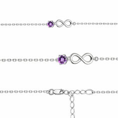 Браслет Diamant online, серебро, 925 проба, аметист, длина 16 см., фиолетовый