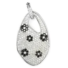 Подвеска ELEMENT47, серебро, 925 проба, родирование, фианит, серебристый/черный