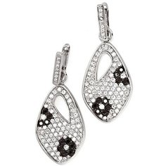 Серьги с подвесками ELEMENT47, серебро, 925 проба, родирование, фианит, , серебристый/черный