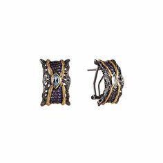 Серьги ELEMENT47, серебро, 925 проба, аметист, топаз, , черный