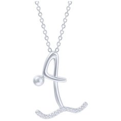 Подвеска ELEMENT47, серебро, 925 проба, родирование, фианит, серебристый