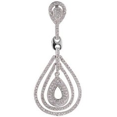 Подвеска ELEMENT47, серебро, 925 проба, родирование, фианит, серебристый