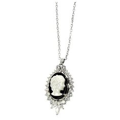 Подвеска ELEMENT47, серебро, 925 проба, родирование, оникс, перламутр, фианит, белый, серебристый, черный