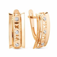 Серьги Яхонт, красное золото, 585 проба, фианит, , бесцветный