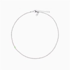 Колье Greenbird, кристалл, жемчуг пресноводный, длина 37.5 см, салатовый