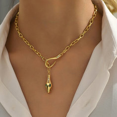 Колье, изумруд синтетический, длина 45 см, золотистый Jewerly