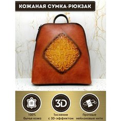 Сумка-рюкзак Dzett, фактура тиснение, коричневый