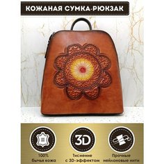 Сумка-рюкзак Dzett, фактура тиснение, коричневый