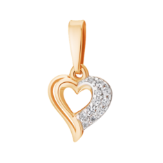 Подвеска Ювелир Карат, красное золото, 585 проба, фианит