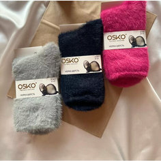 Носки OSKO, комплект, 3 пары, размер 37-41, серый/черный/розовый