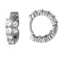 Серьги конго The Jeweller, серебро, 925 проба, родирование, фианит, , серебристый