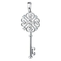 Подвеска The Jeweller, серебро, 925 проба, родирование, фианит, серебристый