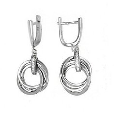 Серьги с подвесками The Jeweller, серебро, 925 проба, родирование, фианит, , серебристый