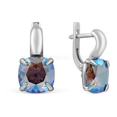 Серьги The Jeweller, серебро, 925 проба, родирование, кристалл, , серебристый, голубой