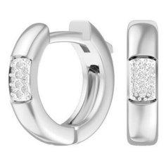 Серьги конго The Jeweller, серебро, 925 проба, родирование, фианит, , серебристый