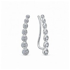 Серьги клаймберы The Jeweller, серебро, 925 проба, родирование, фианит, , серебристый