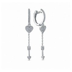 Серьги с подвесками The Jeweller, серебро, 925 проба, родирование, фианит, , серебристый