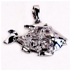 Подвеска The Jeweller, серебро, 925 проба, родирование, фианит, серебристый