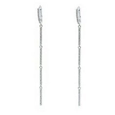 Серьги цепочки The Jeweller, серебро, 925 проба, родирование, фианит, , серебристый