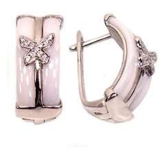 Серьги The Jeweller, серебро, 925 проба, родирование, керамика, фианит, , серебристый