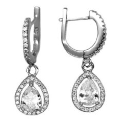 Серьги с подвесками The Jeweller, серебро, 925 проба, родирование, фианит, , серебристый