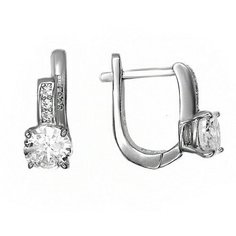 Серьги The Jeweller, серебро, 925 проба, родирование, фианит, , серебристый