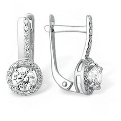 Серьги The Jeweller, серебро, 925 проба, родирование, фианит, , серебристый