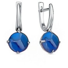 Серьги с подвесками The Jeweller, серебро, 925 проба, родирование, , серебристый/синий
