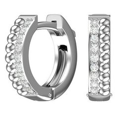 Серьги конго The Jeweller, серебро, 925 проба, родирование, фианит, , серебристый