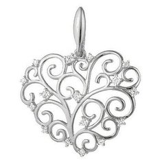 Подвеска The Jeweller, серебро, 925 проба, родирование, фианит, серебристый