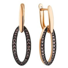 Серьги с подвесками The Jeweller, серебро, 925 проба, фианит, , золотистый, черный