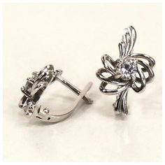 Серьги The Jeweller, серебро, 925 проба, родирование, фианит, , серебристый