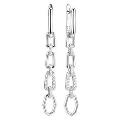 Серьги с подвесками The Jeweller, серебро, 925 проба, родирование, фианит, , серебристый