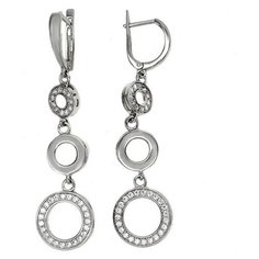 Серьги The Jeweller, серебро, 925 проба, родирование, фианит, , серебристый