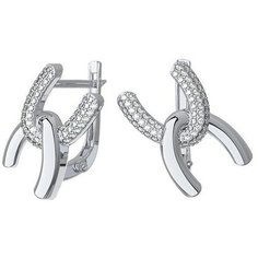 Серьги The Jeweller, серебро, 925 проба, родирование, фианит, , серебристый