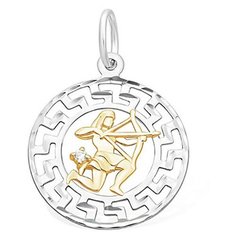 Подвеска The Jeweller, серебро, 925 проба, родирование, фианит, золотистый, серебристый