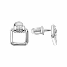 Серьги пусеты Яхонт, серебро, 925 проба, фианит, , бесцветный