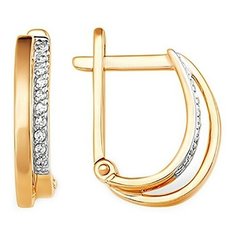 Серьги The Jeweller, красное золото, 585 проба, фианит, , золотистый