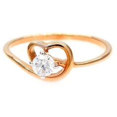 Кольцо The Jeweller, красное золото, 585 проба, фианит, размер 17.5