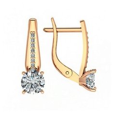 Серьги The Jeweller, красное золото, 585 проба, фианит, , золотистый