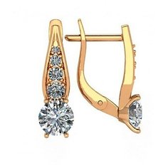 Серьги The Jeweller, красное золото, 585 проба, фианит, , золотистый